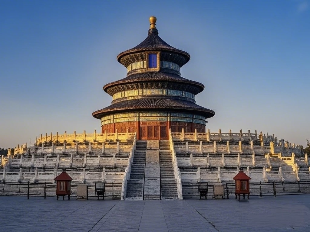 The Hall of Prayer for Good Harvests at the Temple of Heaven, an iconic imperial landmark in Beijing, China.